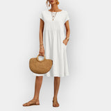 Vestido midi de linhas simples