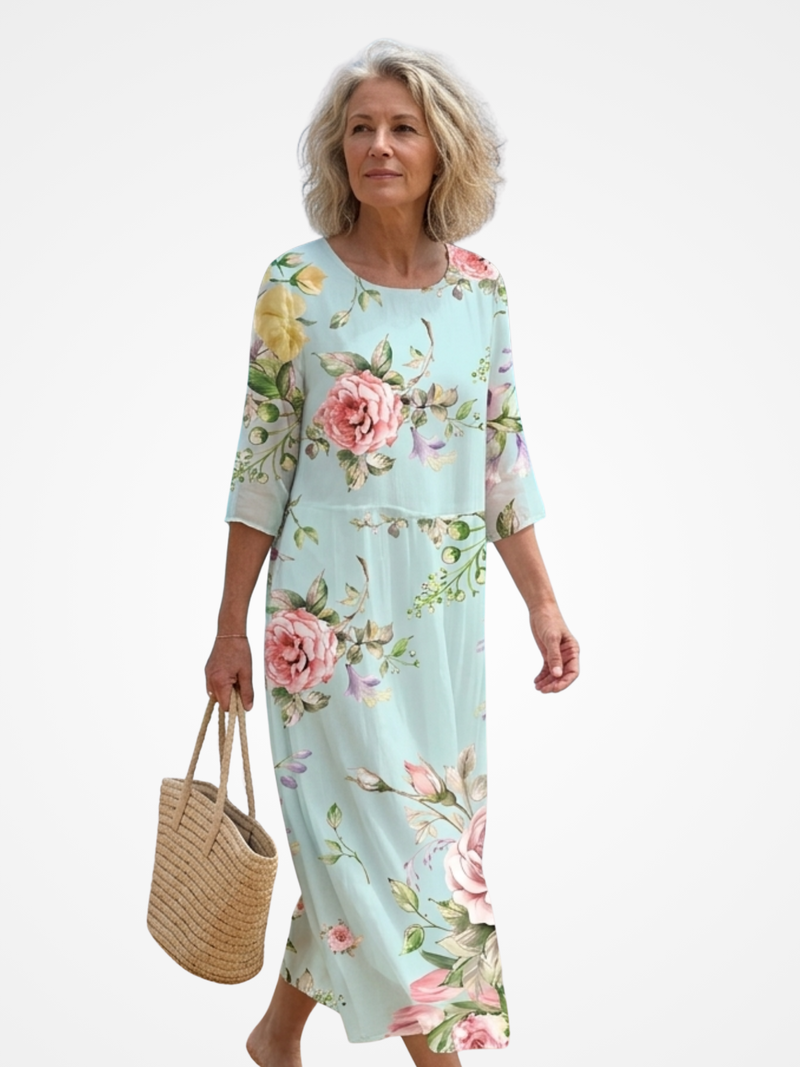 Verónica | Vestido Maxi Flor ao Pôr do Sol