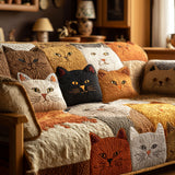 Quilted Sofa Cover with Golden Cat Design | Brilho que Encanta