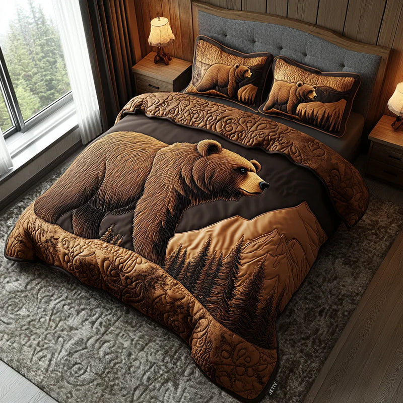 Conjunto de Cama Acolchoado de 3 Peças - Animais da Floresta